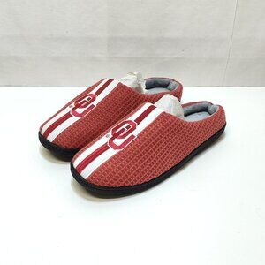 FOCO Oklahoma Sooners Team Stripe Memory Foam Slippers Faux Fur Men's L (11-12)